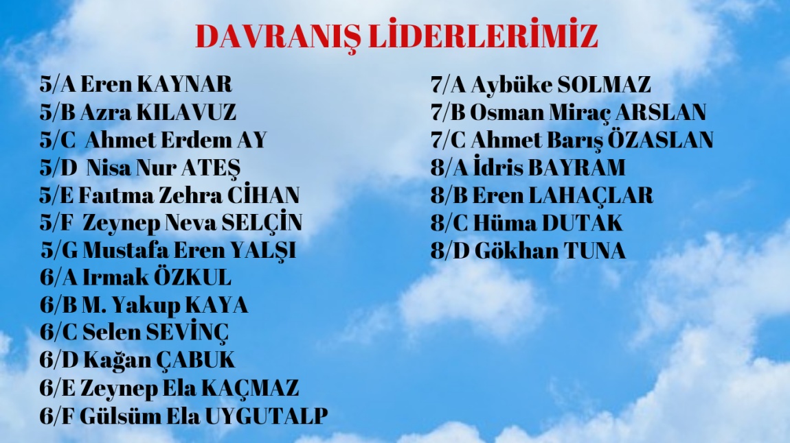 8 KASIM DAVRANIŞ LİDERLERİMİZ